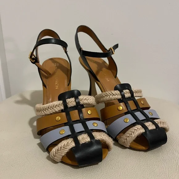Tory Burch Fisherman Color-block Leather Heel Sandal Women’s Size 9